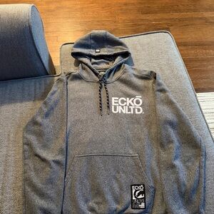 ECKO UNLTD Mens Pullover Hoodie Spellout Tech GREY CHARCOAL NEW NO TAGS SIZE M